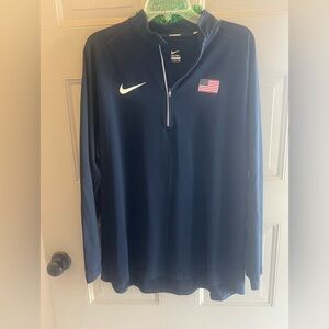 USA Nike Dri Fit Running 1/4 Zip Top Mens Navy Blue Lightweight Pullover XXL
